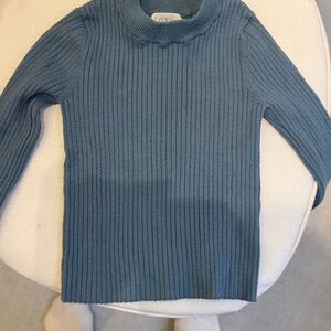 Zara Teal Ribbed Knit Top